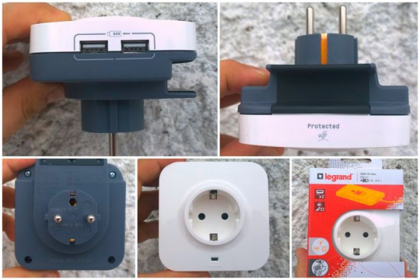 Розетка Legrand с 2 встроенными USB портами