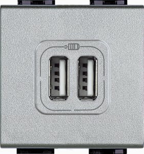 Фото Зарядное устройство USB двойное 750mA 250 В~, 2 модуля