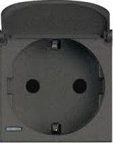 Фото Розетка с заземляющим контактом, крышкой (откидной) и защитными шторками для защиты детей 16 А, 250 В~ немецкий стандарт 2 модуля, автоматические клеммы